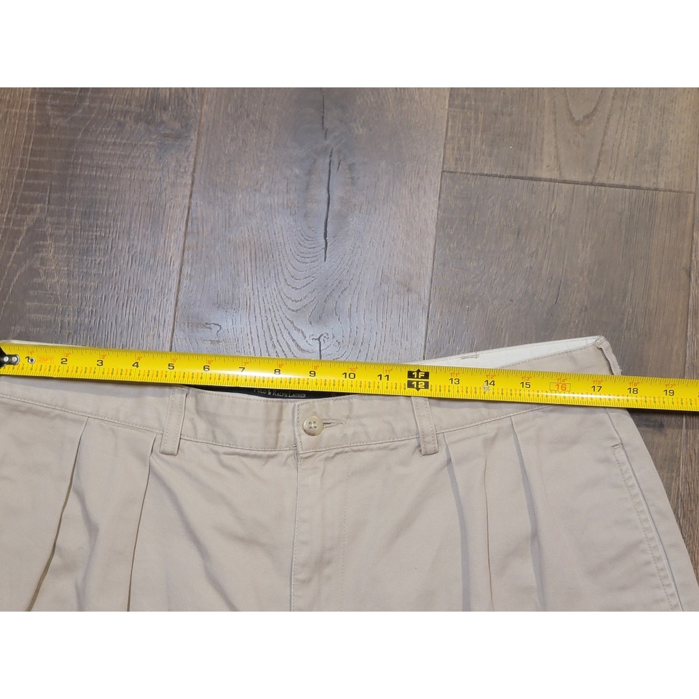 Polo Ralph Lauren Tyler Shorts Mens 38 Beige Pleated Cotton Chino‎ Casual